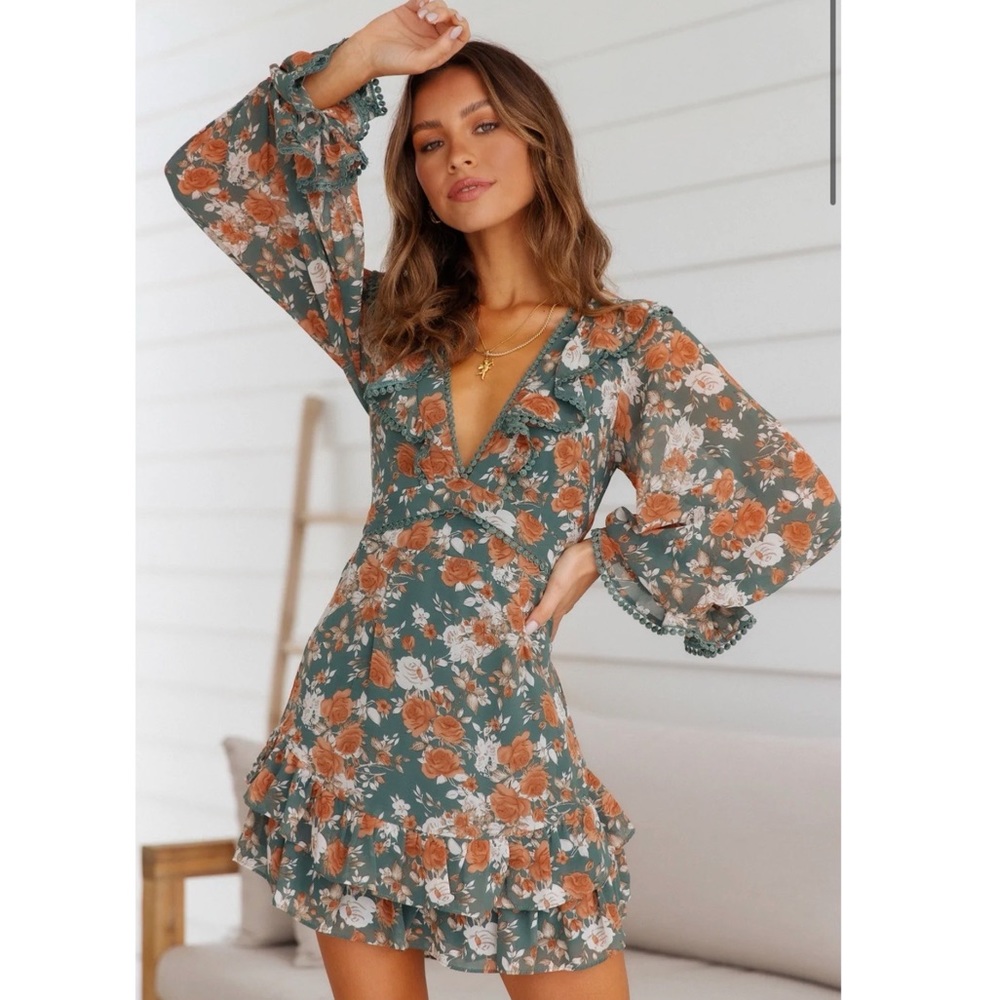 Hello Molly Sage long sleeve dress